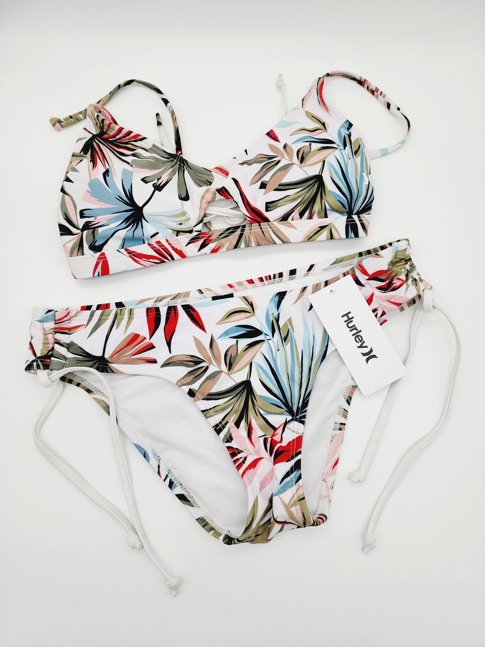 Hurley Floral 2 Piece Bikini Set Tropical Swim Multicolor Size S NEW